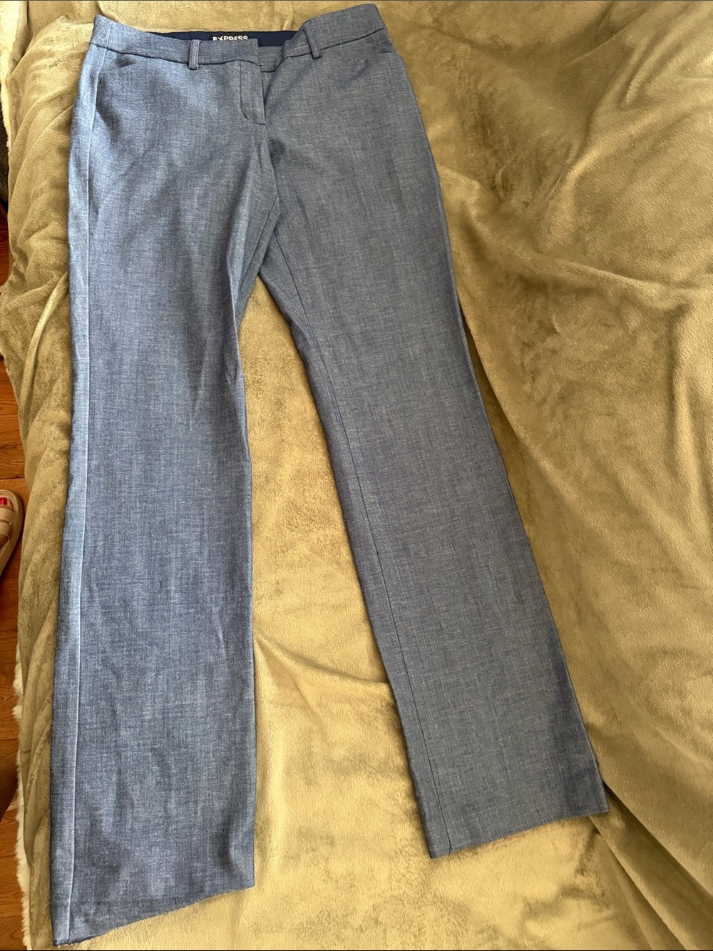 Express Women's Heathered Blue Flare Wide-Leg Jeans
